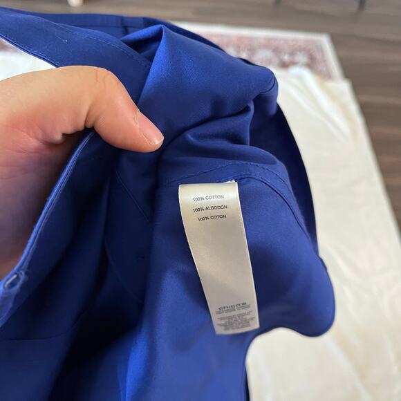 Chicos Blue Cotton Button Up Shirt Sz 2/M Work Office Career - Picture 6 of 7